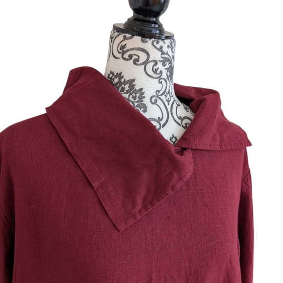 Kaliyana Zipper Top Brick Roma Rust Red Linen Blend Tunic Witchy Y2K Women S/M - Picture 4 of 13